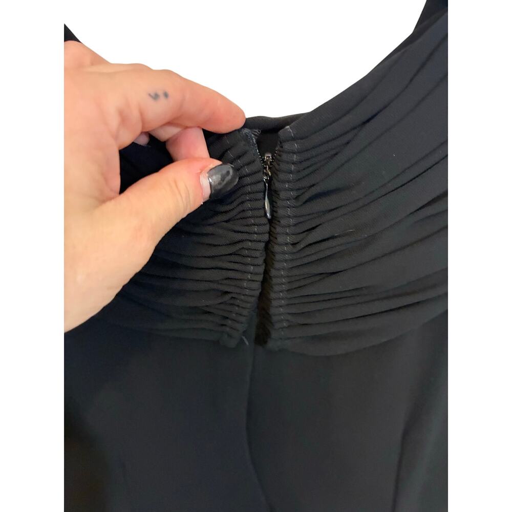 Zelda Black Draped Sheath Dress Women's 2 Made USA Cocktail Evening Elegant - Picture 6 of 6
